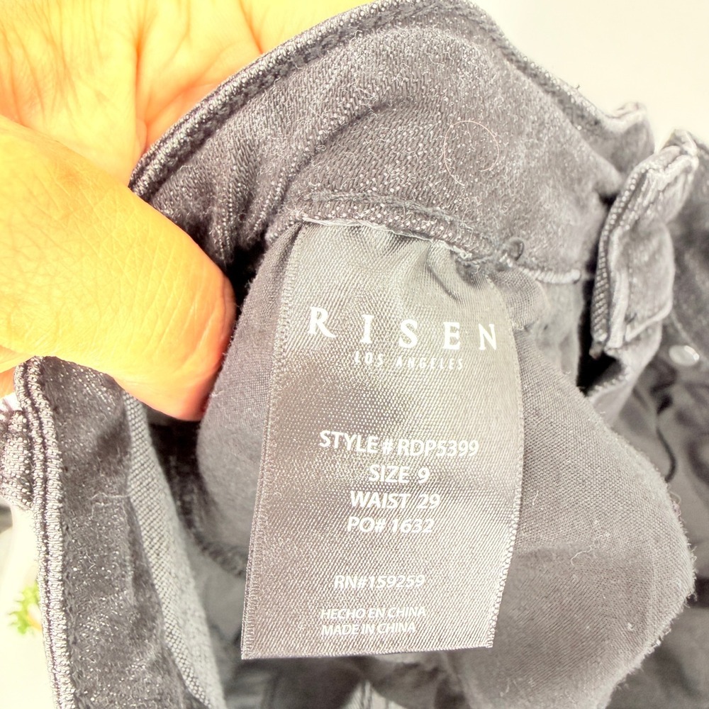 Risen Jeans Wide Leg Women 9/29 Black Faded Denim High Rise RDP5399 Boho Casual - Picture 4 of 11